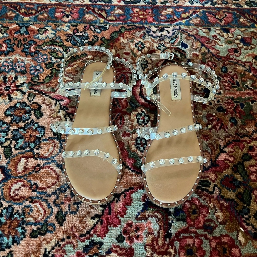 Steve Madden Crystal Embellished Clear Sandals